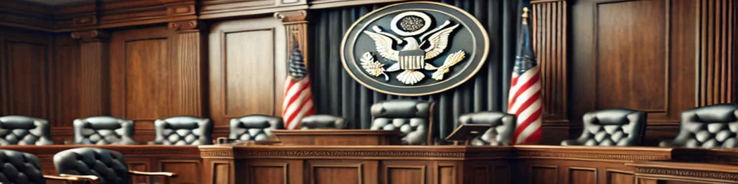 i banchi di un tribunale
