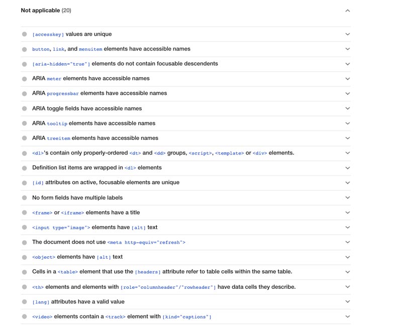 lista manuale elementi accessibili da controllare