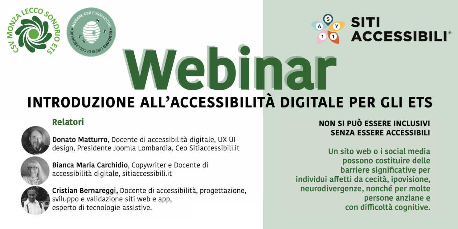 Webinar Introduzione all’accessibilità digitale per gli ETS 