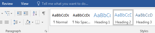 stili di intestazione su word
